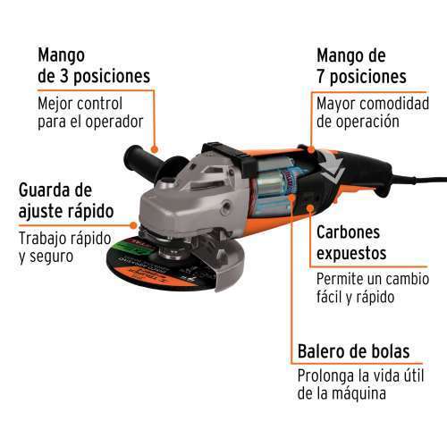 11022-3 AMOLADORA DE 7" PROFESIONAL 2100 W - 220 VOLTS - 8000 RPM